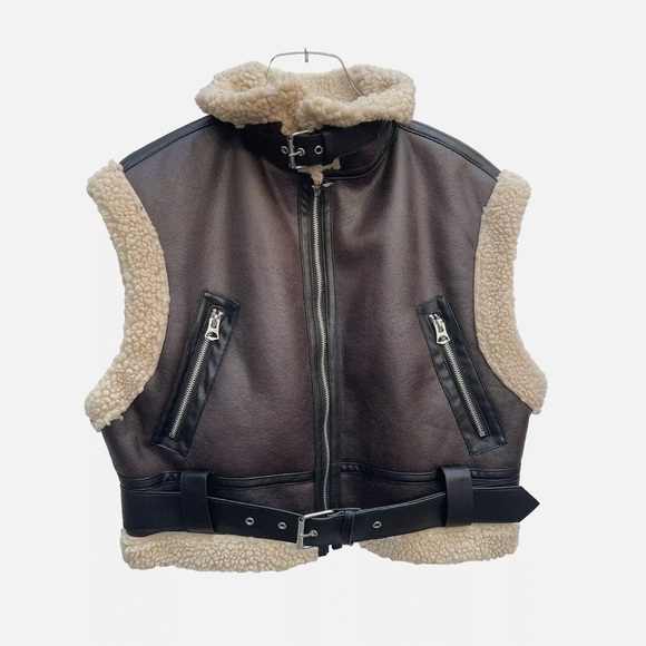 Zara CROPPED DOUBLE FACED VEST. Dark Brown. Size S. New with Tags. - Picture 8 of 16